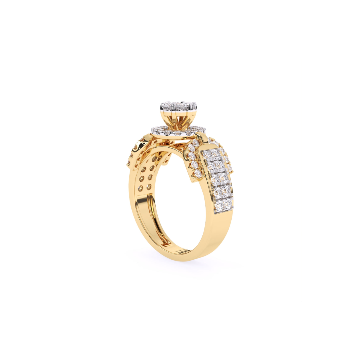 Round Accents Halo Lab Grown Diamond Ring